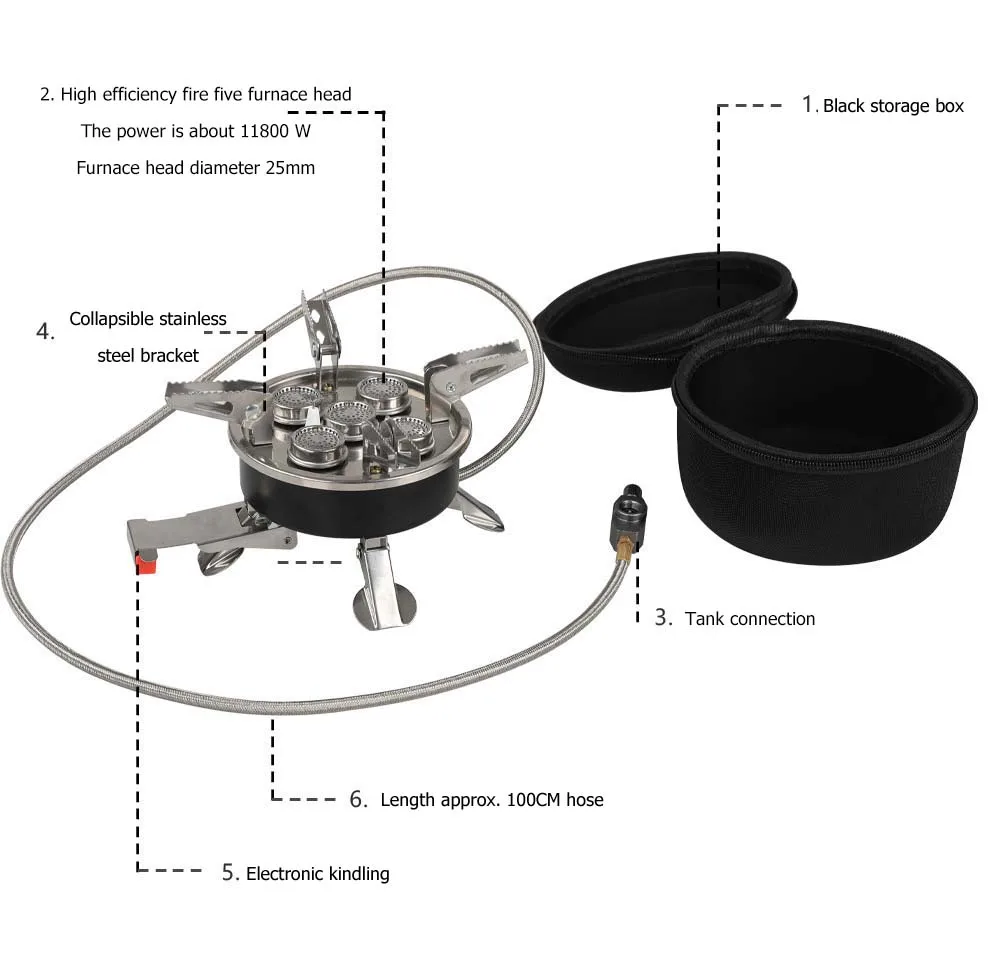 Portable Backpacking Stove with Piezo Ignition Windproof Camping Stove Camp Stove Foldable Burner for Outdoor Camping Hiking Pic