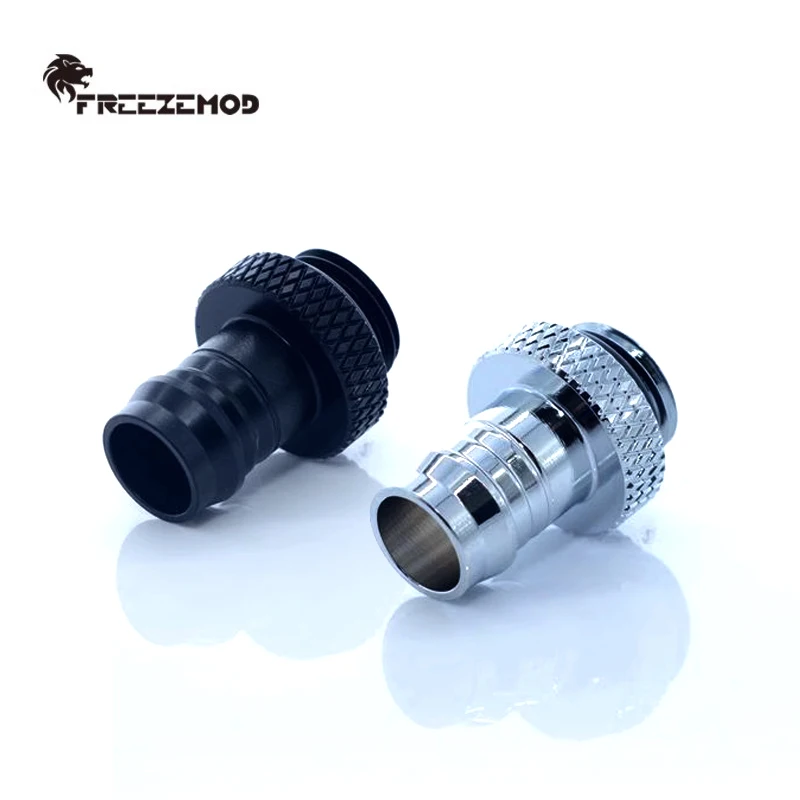 FREEZEMOD PC Cooling Barb Hose Fitting For 10*13mm Flexible Tubing Hand Twisted Pagoda, Black Silver, HBT-B3L