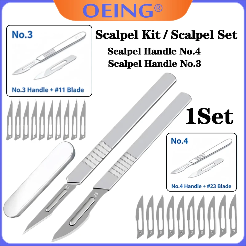 Utility Medical Surgical Knife Replacement Blade Handle with Scale Diy Cutting Hand Tools 3# 4# Stainless Steel Scalpel