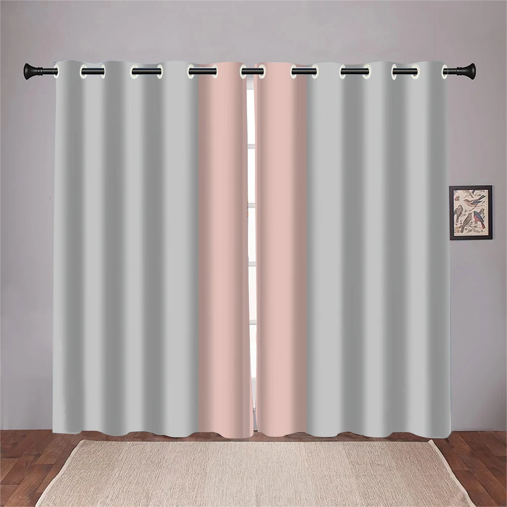 

2Pcs Gray Pink Blackout Curtains European Modern Minimalist Home Decor Curtains Living Room Bedroom Balcony Window Decoration