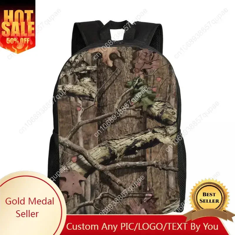 Real Tree Camouflage Camo Pattern Backpack for Women Men College School Students Bookbag Fits 15 Inch Laptop Bags