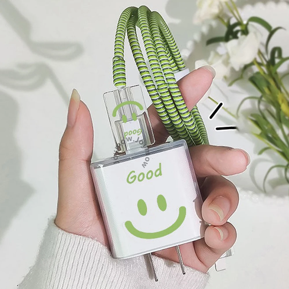 

Charger Cable Protector Cover For IPhone 15 14 13 12 Pro Max 18W 20W Charger Smiling Face Style Data Cable Protective Sleeve