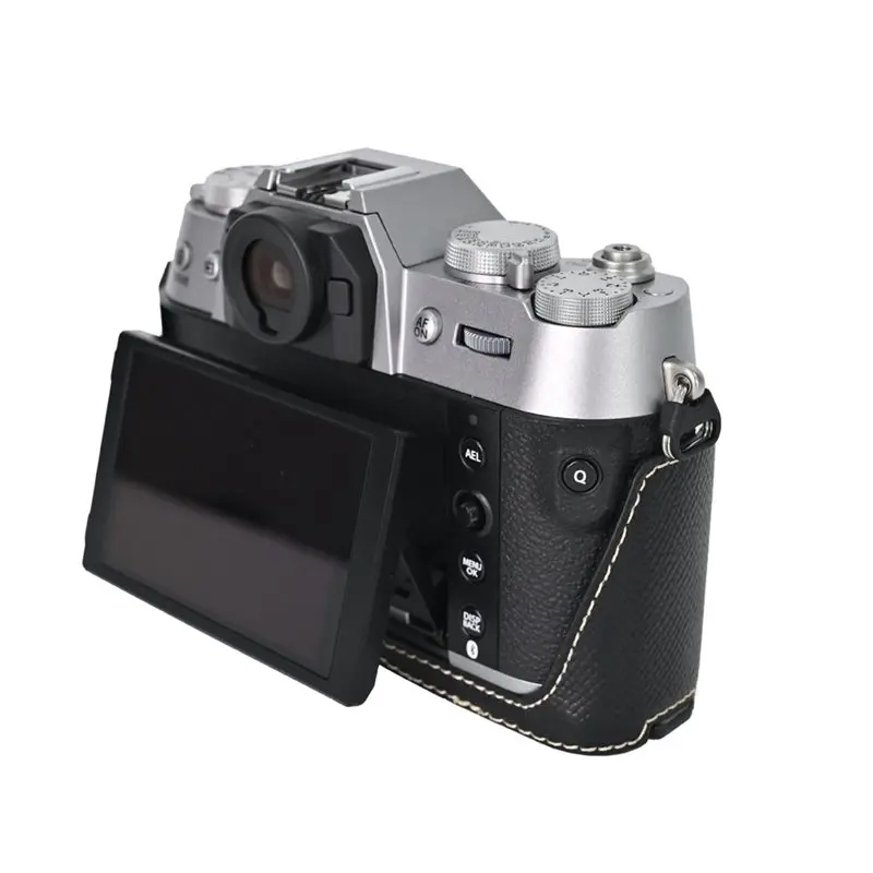 N93RNEW Protective Bag With Shoulder Strap, Leather Case For Fujifilm X-T50 Camera- Half Body Cover, Vintage Style Design