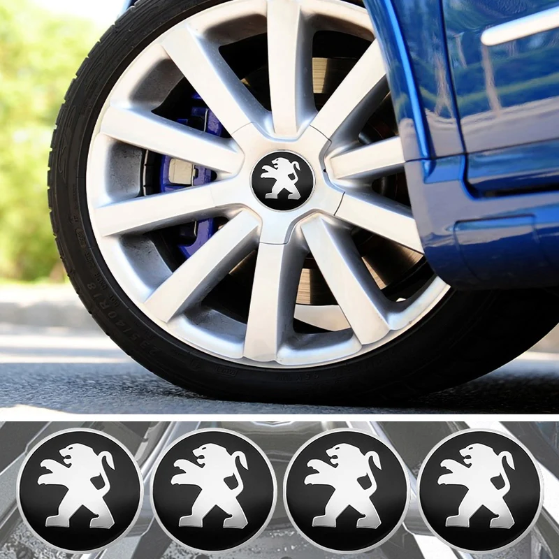 4pcs 56+60mm Car Wheel Center Hub Caps Sticker Auto Emblem Badge For PEUGEOT 106 206 306 406 107 207 307 407 301 308 2008 3008