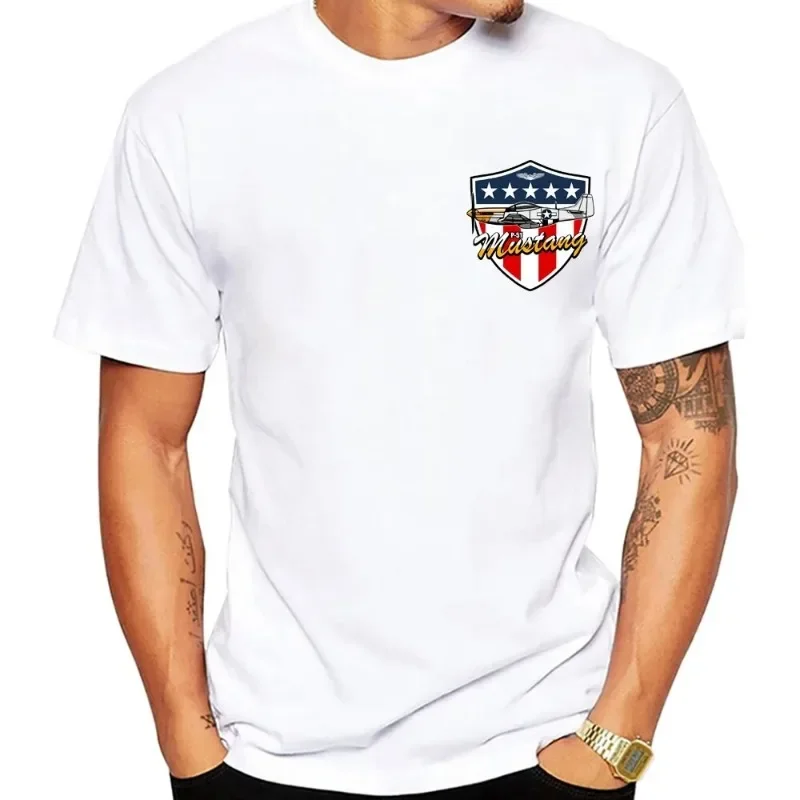 2023 Short Sleeve  North American P-51 Mustang Guerra Mundial Ii Aviões De Combate Imprimir Novos Homens Manga Curta  Hot Sale