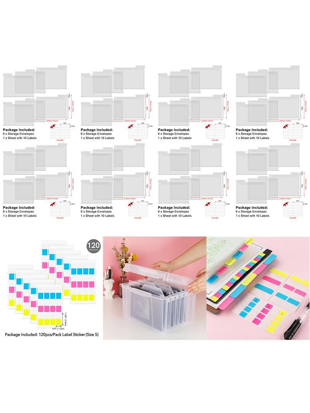 

Прочные пластиковые конверты для хранения с вкладными разделителями/наклейками для этикеток для коллекции штампов для высечки своими руками