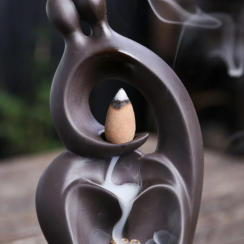 Purple Clay Backflow Incense Burner Home Decor Creative Valentine's Day Heart Shape Backflow Incense Burner