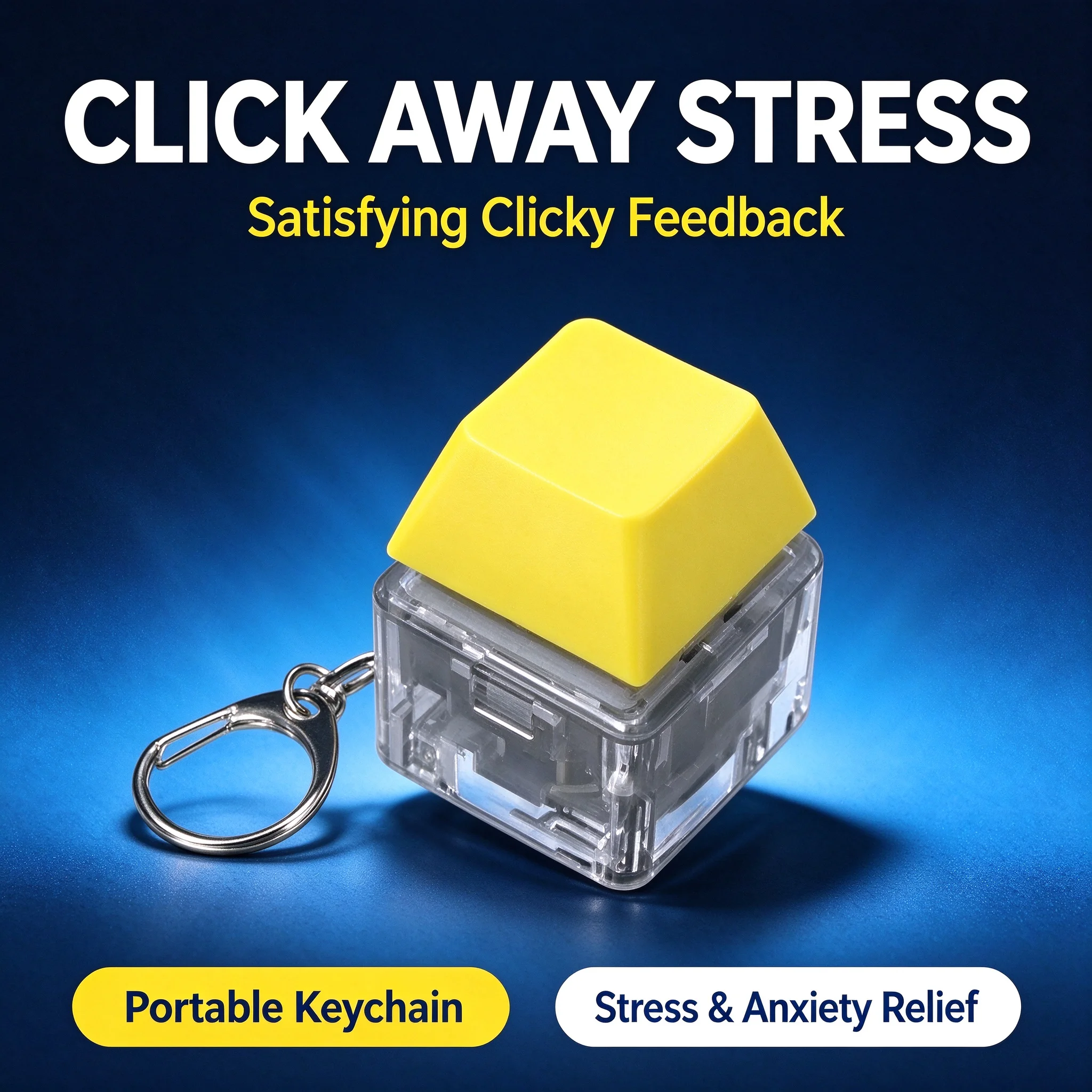 Mechanical Keycap Fidget Toy Keychain Click Stress Relief Button Portable Decompression Pendant