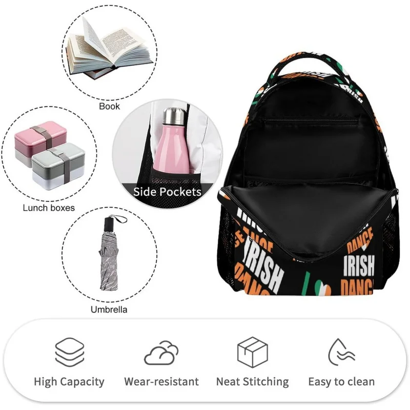 حقيبة ظهر I Love Irish Dance Travel، حقيبة ظهر لطيفة لأجهزة الكمبيوتر المحمولة، حقيبة كمبيوتر للرجال والنساء