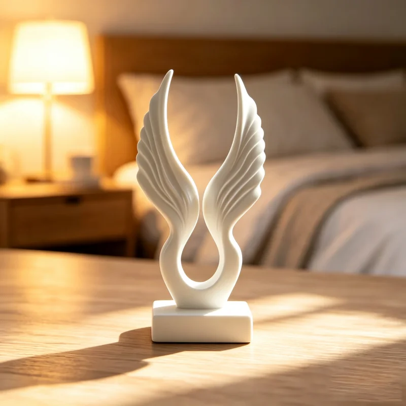 Modern Abstract Angel Wings Figurine Minimalist Feather Sculpture Tabletop Art Accent Decoration Living Room Decoration