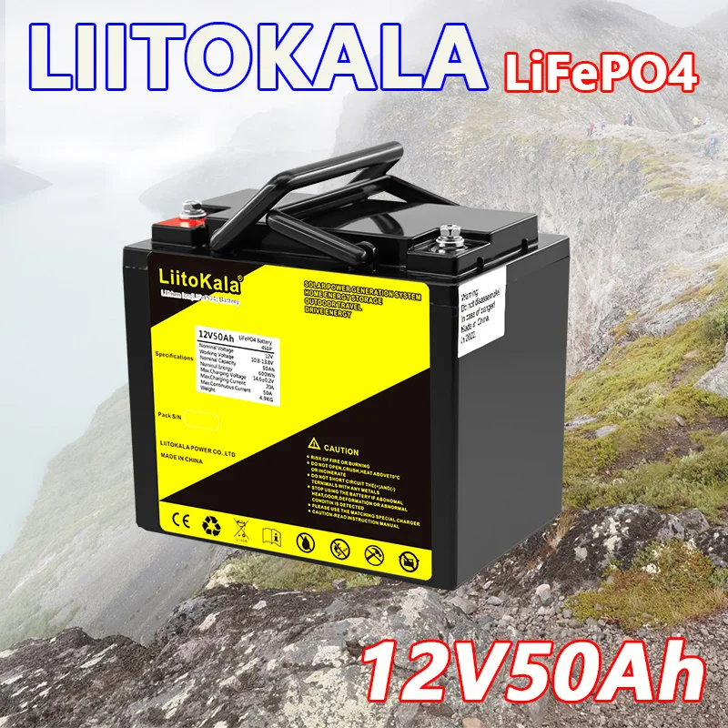 LiitoKala 12V 50Ah Deep Cycle LiFePO4 Rechargeable Battery Pack 12.8V 50Ah Life Cycles 4000 with Built-in BMS Protection