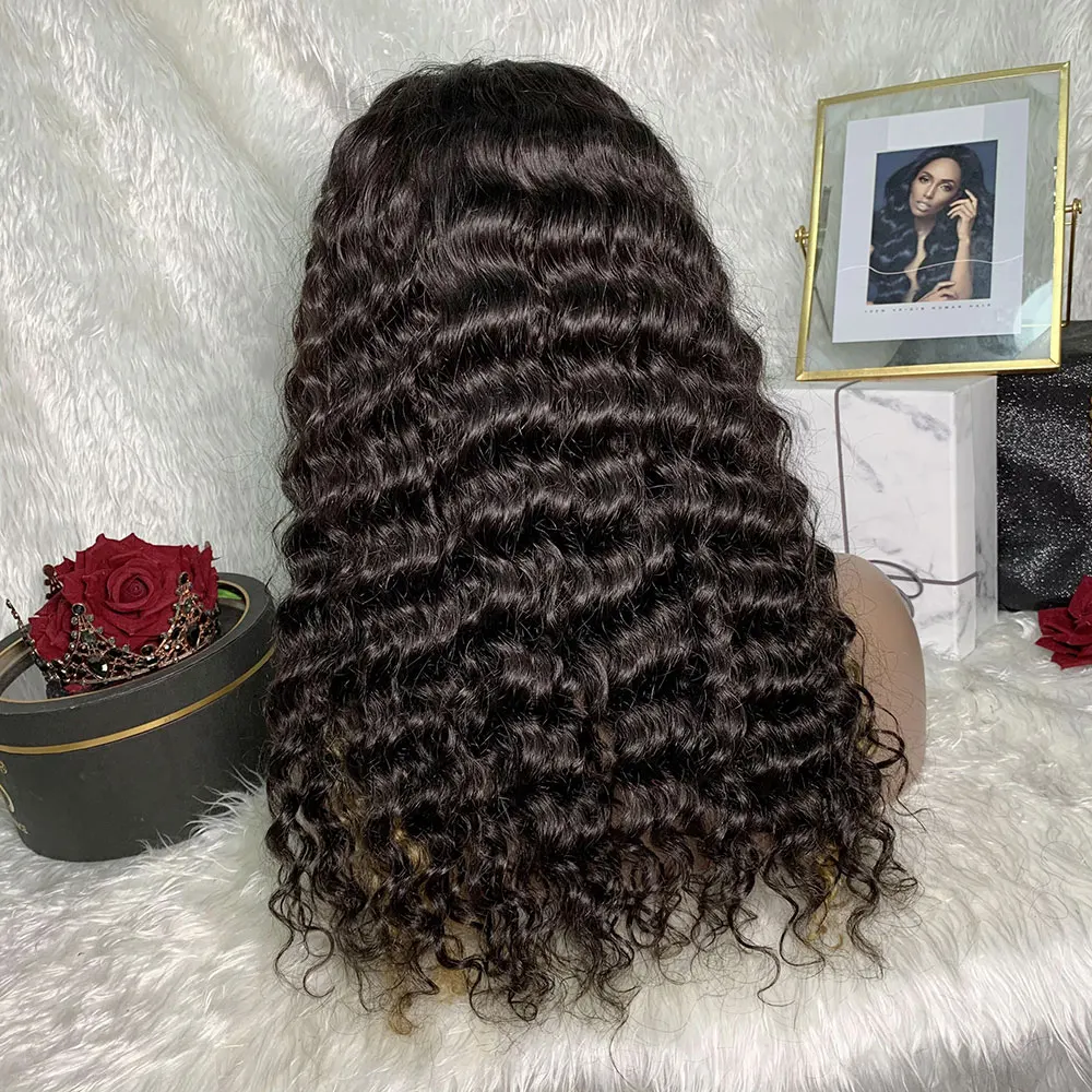 Pixie Curl Lace Frente Perucas de Cabelo Humano para As Mulheres, 100% Real Onda Profunda, Ondulado Parte, Remy Brasileiro, 22"