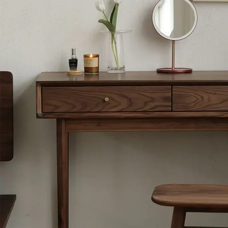 Nordic black walnut bedroom dresser modern simple makeup table bedroom small apartment computer table 5