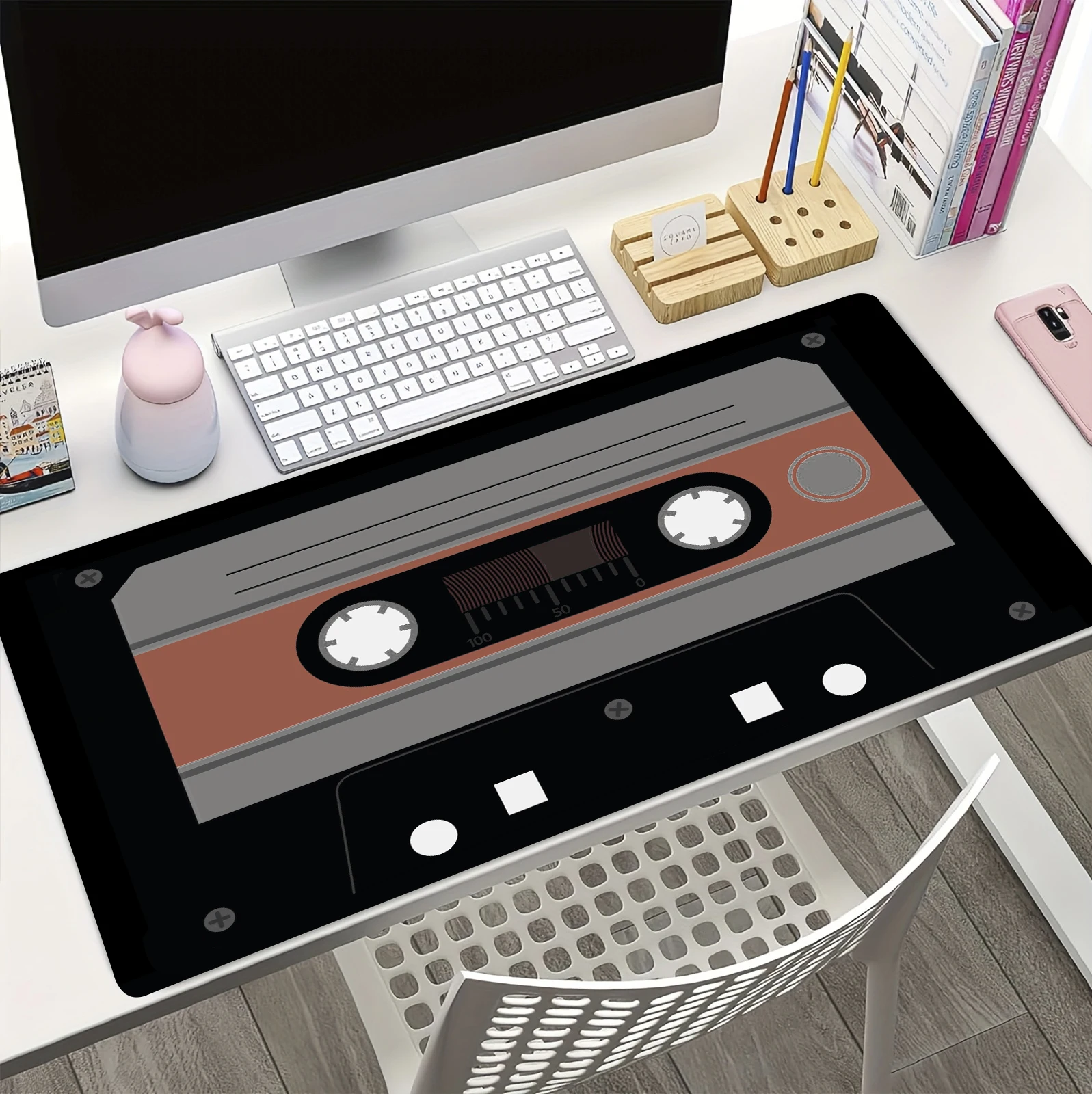 Vintage Cassette Tape Mouse Pad Large Desk Accessories for Office Natural Rubber Mousepad XXL Gamer Speed Computer Keyboard Pads