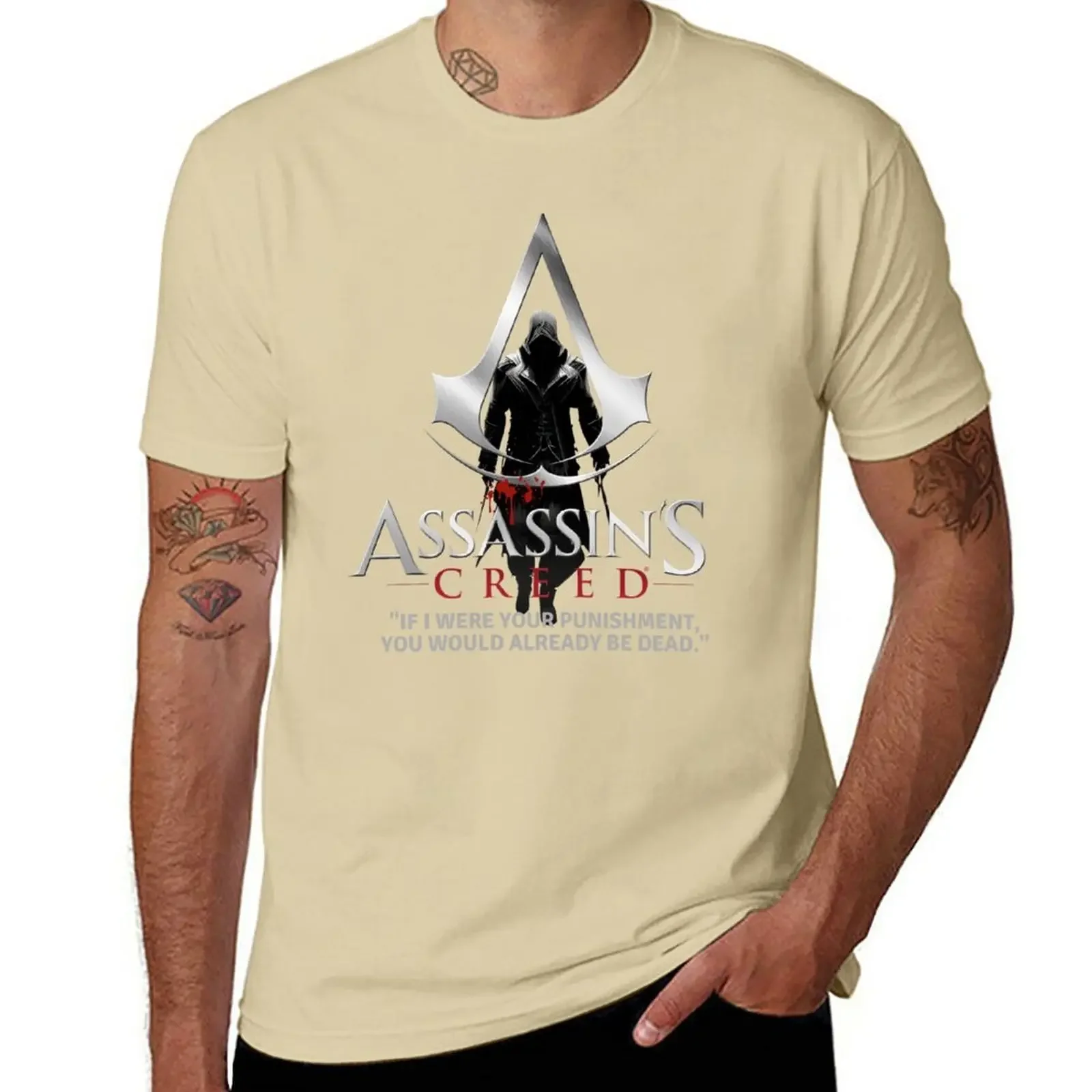 Short black T-shirt men New assassins creed-official customization-fan art T-Shirt men clothing harajuku graphic oversized funny