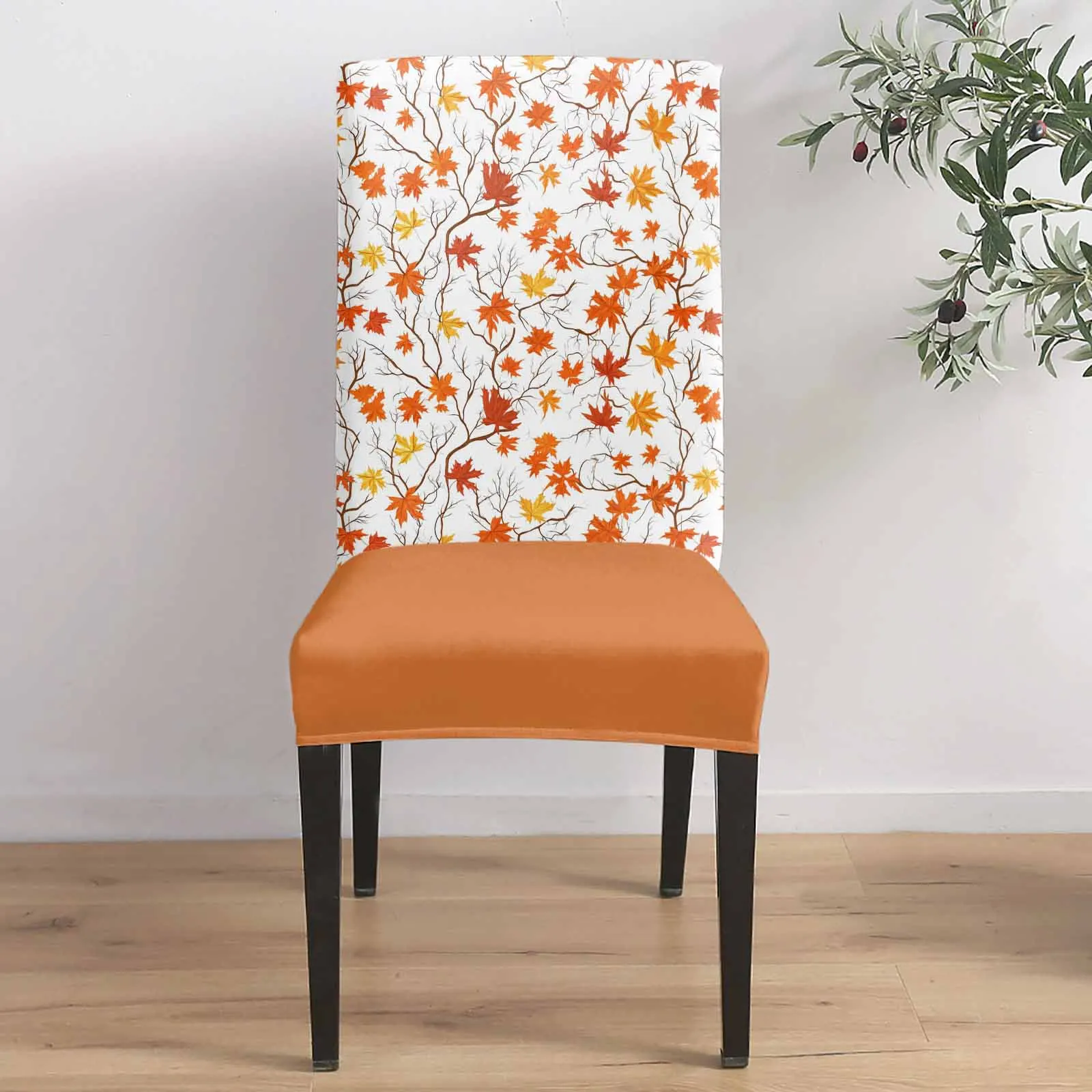 

Retro Autumn Maple Leaf Tree 4/6/8PCS Spandex Elastic Chair Case For Wedding Hotel Banquet Dining Room