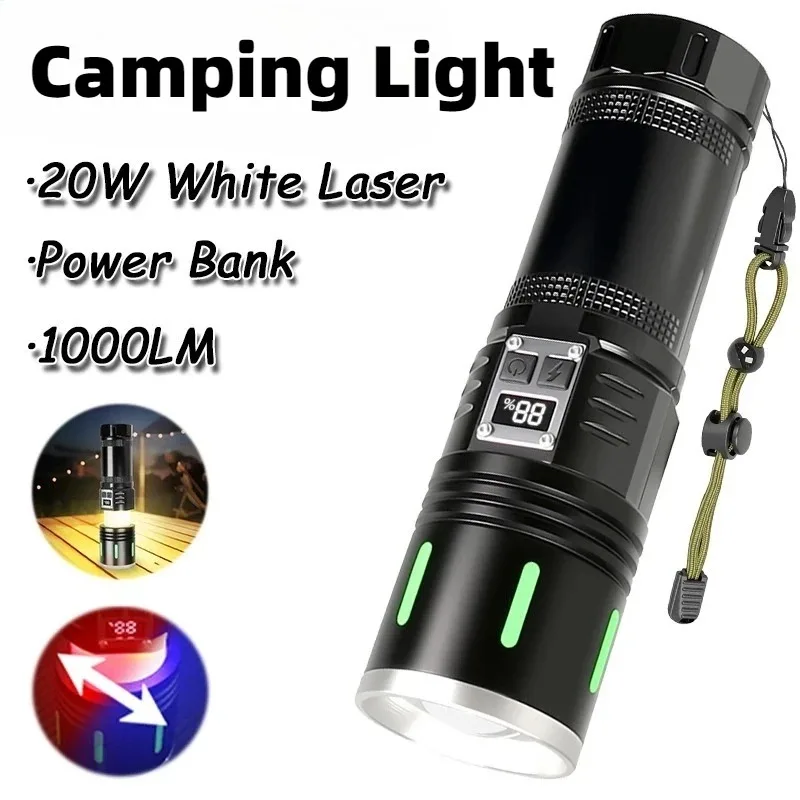 

Zoomable 1000LM LED Flashlight COB Light Digital Display Long Lasting Battery Torch for Camping Fishing Outdoor Emergency