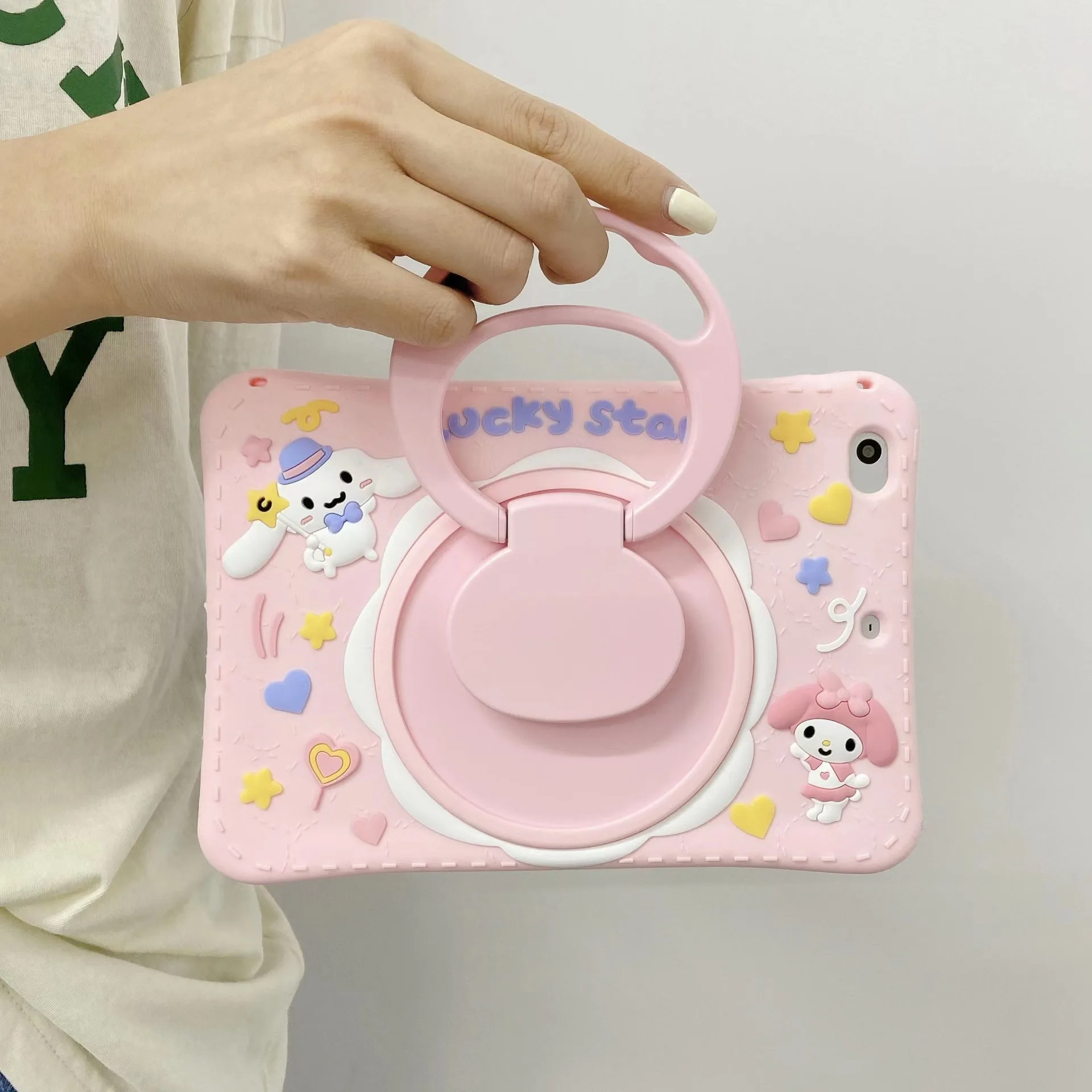 Cartoon Cinnamoroll Silicone Stand Case For iPad 9.7 5th 6th 2017 2018 Soft Cover for iPad 10.2 7th 8th 9th Gen Mini 5 4 3 Air 2