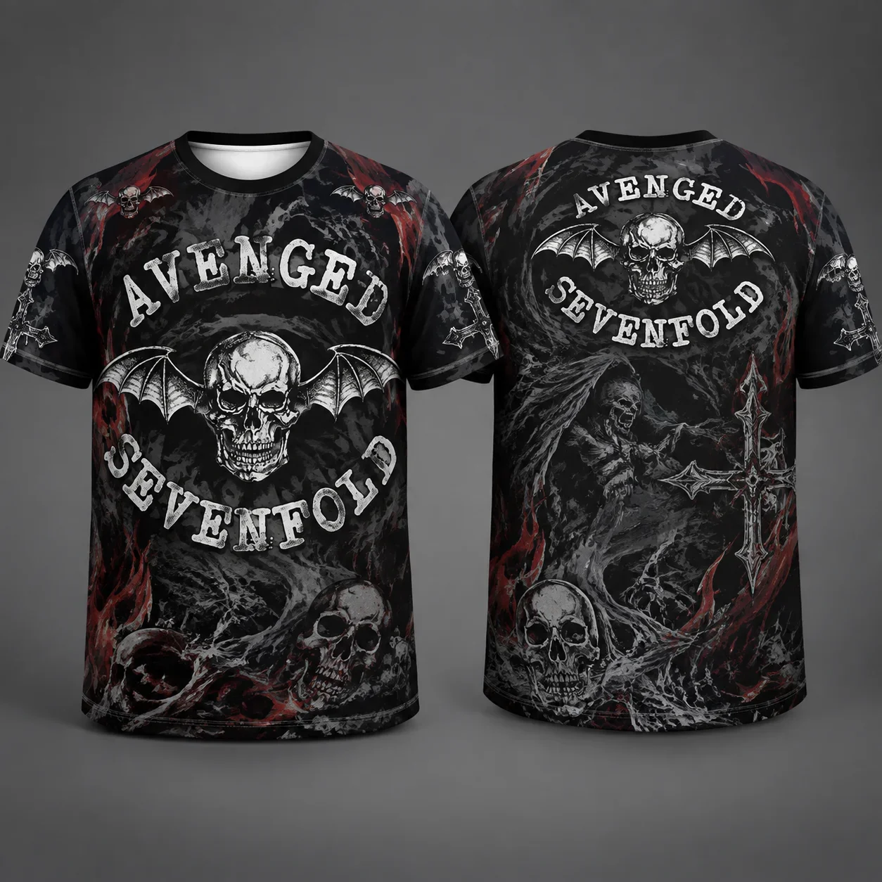 Unisex Avenged Sevenfold Football Tee Summer Short Sleeve T-shirt Streetwear 3D Print Top Family Matching Men's T-shirt Kids Tee