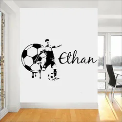 Adolescent boys and children's bedroom decoration sports wall mural home decoration football custom name art decal G-107