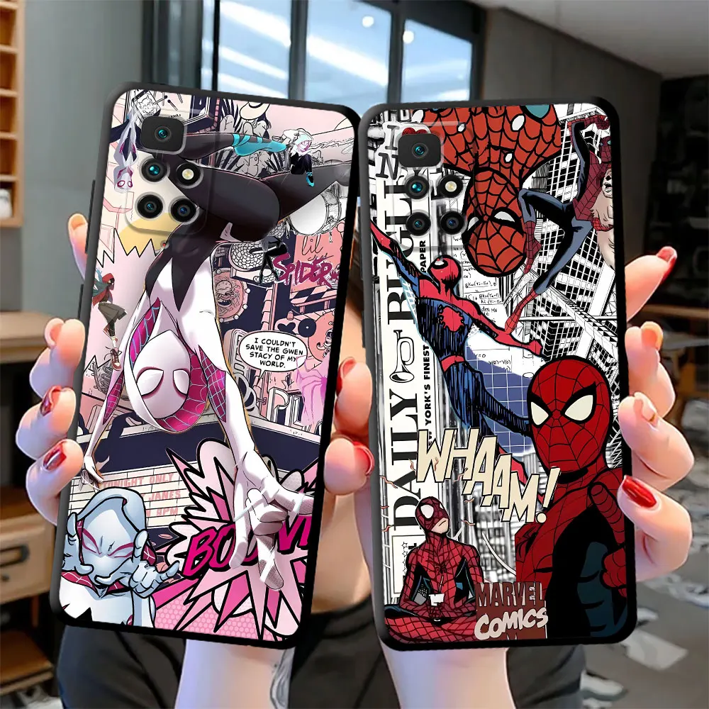 Marvel Spiderman Phone Case for Xiaomi Redmi 12 12C 13C 5G 13 4G A1 A2 Plus A3 9 9A 9C 9T 10 10C 10A K40 Matte Cover