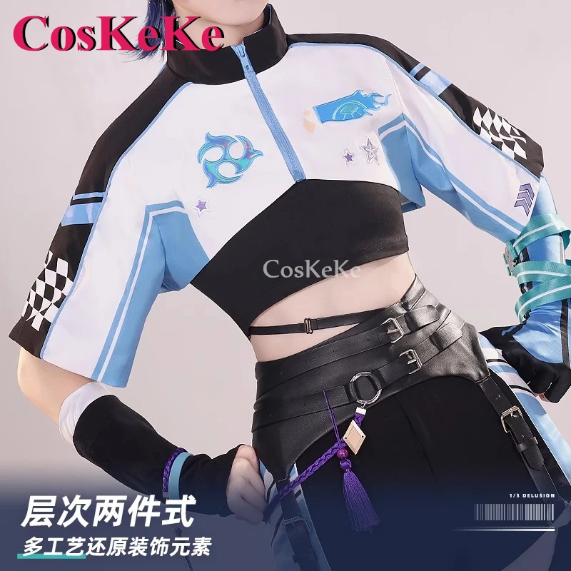 CosKeKe Wanderer/Scaramouche Cosplay Anime Genshin Impact Costume Derivative Product Handsome Racing Driver Uniform Daily Wear