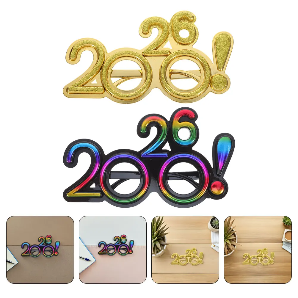 

4pcs 2026 New Year Party Glasses Plastic Eyewear For Festive Celebration Photo Booth Props Party Supplies Decorations