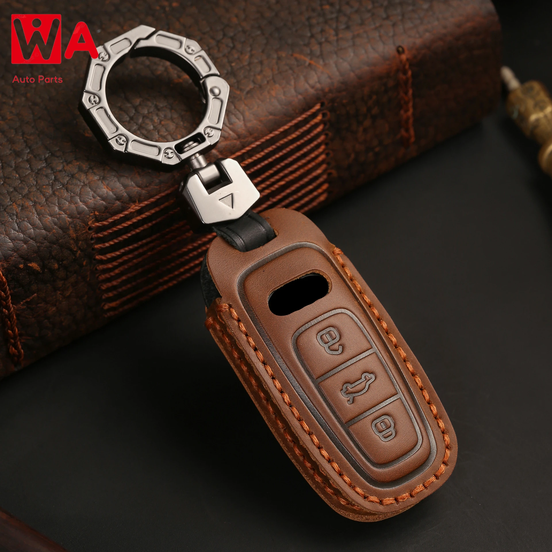 

Genuine Leather Car Key Cover For Audi A3 A4 B9 A6 A7 4K A8 E-tron Q5 Q8 C8 D5 Keyring Shell Fob Case Holder Cowhide