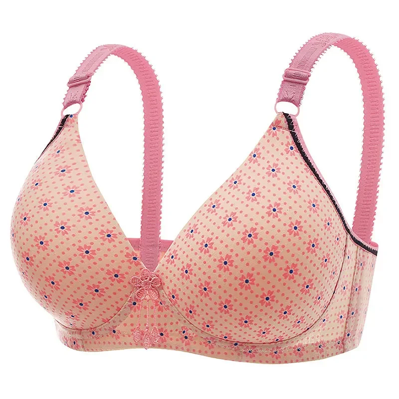 Women's Personalized Printed Side Support Bra  Four-Season Breathable  Comfortable  Traceless and Underwire-free  Teenage Bra