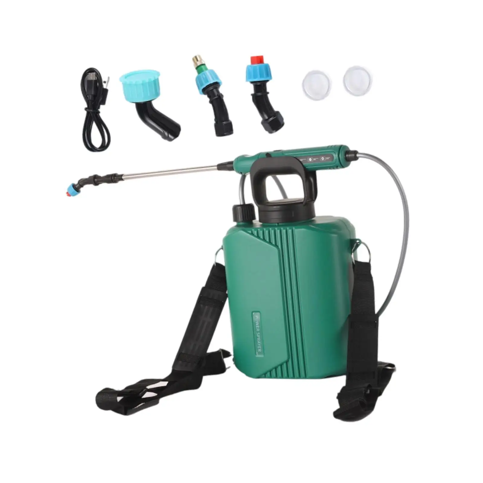 Battery Powered Sprayer 1.59 Gallon Rechargeable Powerful Easy to Fill Adjustable Shoulder Strap Electric Sprayer for Clean Lawn