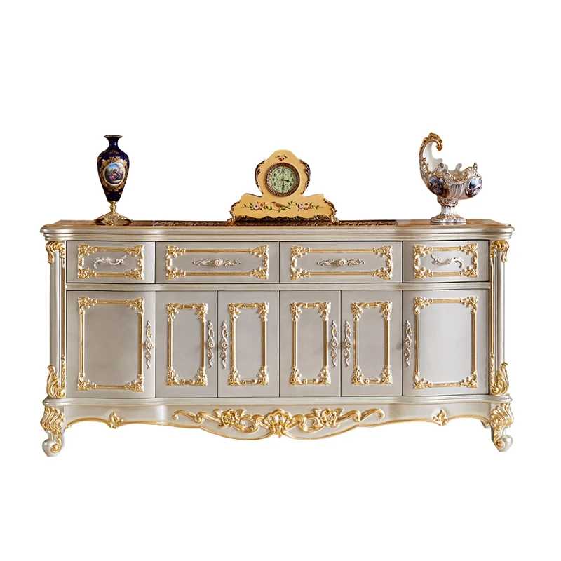 

European side cabinet all solid wood champagne dining room partition cabinet living room hallway