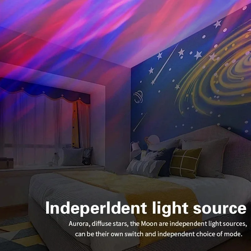 Aurora Waves LED Projector Light Remote Control Night Light 16 Color Effects Suitable for Bedroom Game Room Home Theater Decor