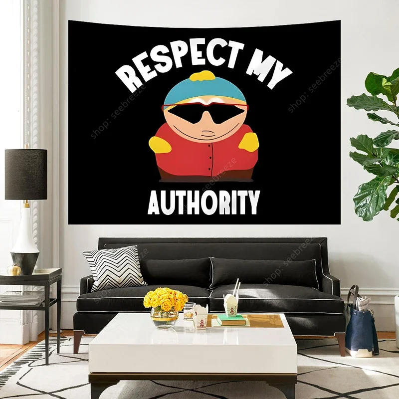 Respect My Authority Flag Tapestry Funny Meme Tapestry Wall Hanging for College Dorm Bedroom Living Room Decor Curtain Blanke #