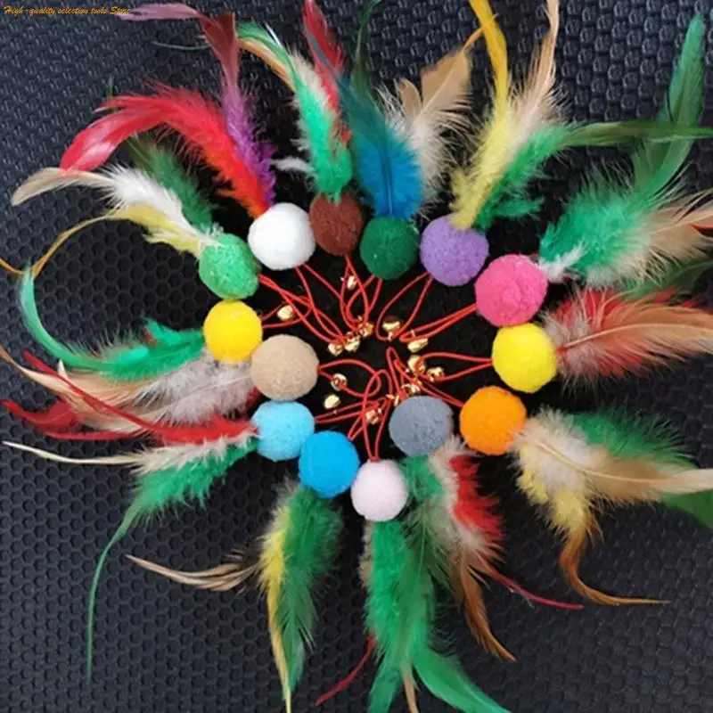 203F 10Pcs Replacement Feathered for Interactive Cats Toy Catching Teasing Charm
