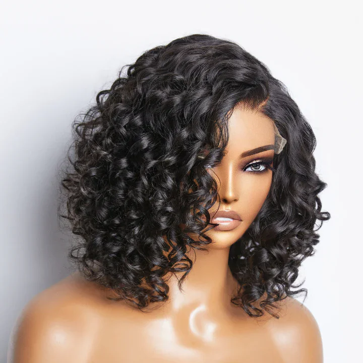 Loose Deep Wave Synthetic Hair Natural Black Women 13X4 Lace Front Wigs with Baby Hair Short Bob 180Density Long Last Lace Wigs