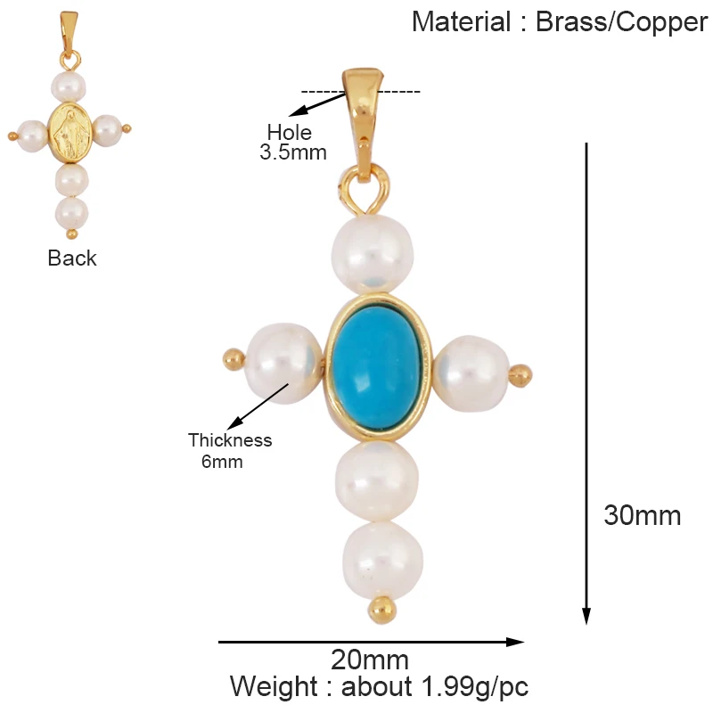 Holy Religious Jesus Cross Virgin Mary Charms Pendant,18K Gold Plated Colourful Zircon Shell Jewelry Necklace Accessories K63