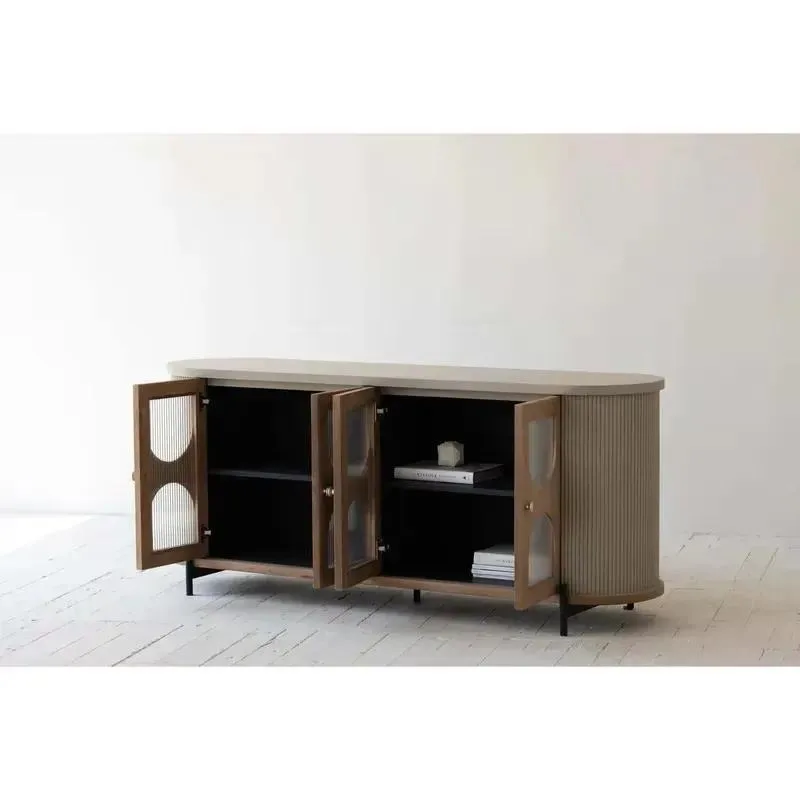 Nordic Design Handmade Modern Home Furniture Glass Door Locker Living Room Cabinet