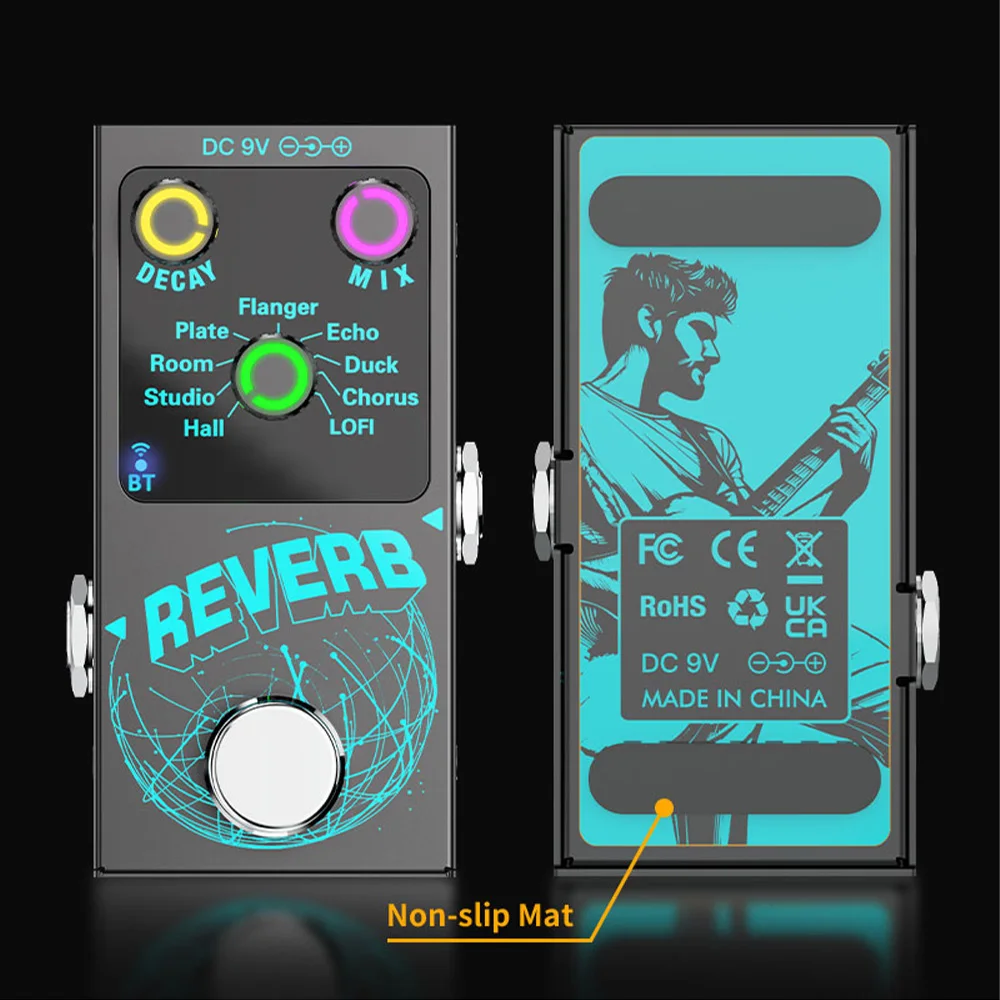 Guitar Effects Pedal Digital Reverb Guitar 9 Different Reverb Guitar Effect Pedal Wireless Accompaniment DECAY/MIX Luminous