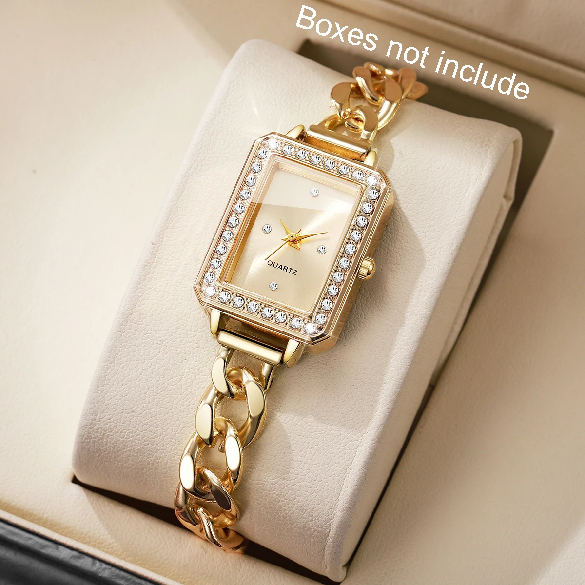 Luxury Diamond Watches for Women, Rectangular Dial, Quartz Bracelet, Women's Watch, Gift Watch for Girls (Without Box)