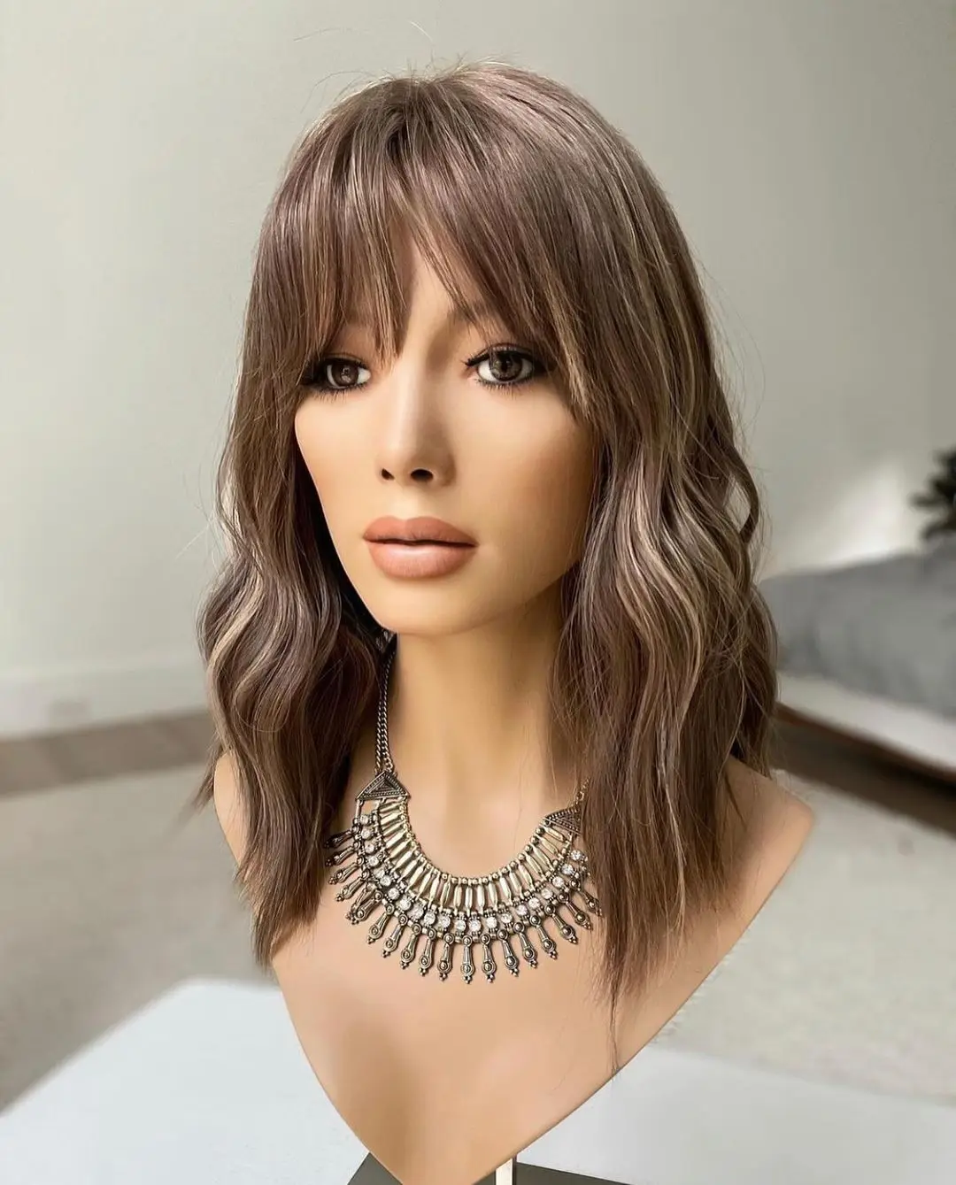 

Hair Replacement Hd Lace Frontal Toupee For White Women European With Hair Bangs Wavy Silk Base Human Hair Topper