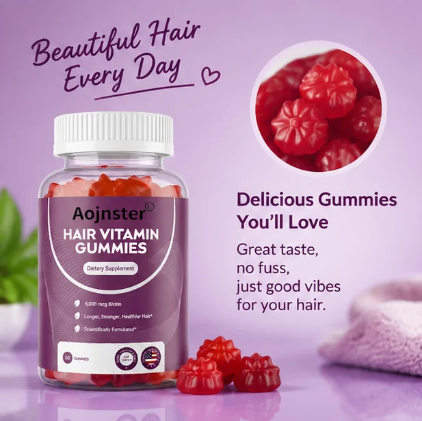 Hair Vitamin Gummies, 5000mcg Biotin Formula, 60 Count Chewable Daily Dietary Supplement