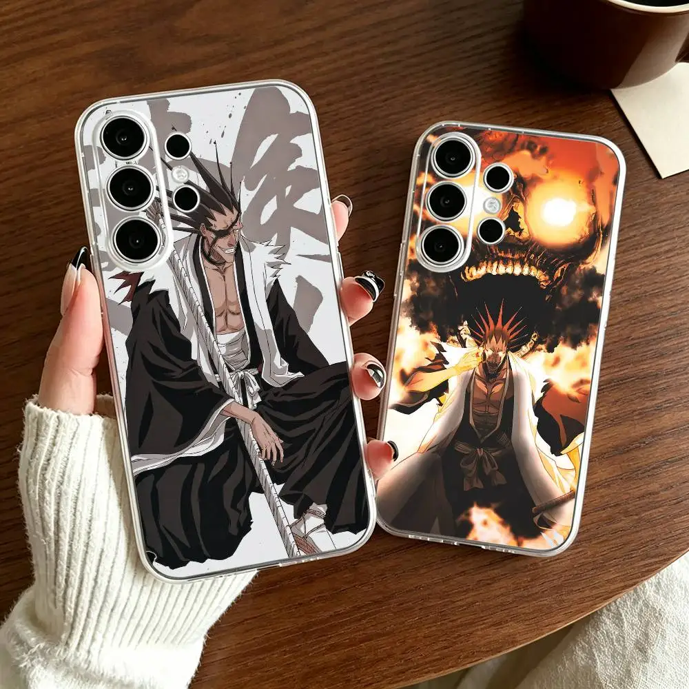 Anime BLEACH Kenpachi Zaraki Artistic Transparent Soft Silicone Phone Case For Samsung S25+ S24 S23 S22 S21 Plus