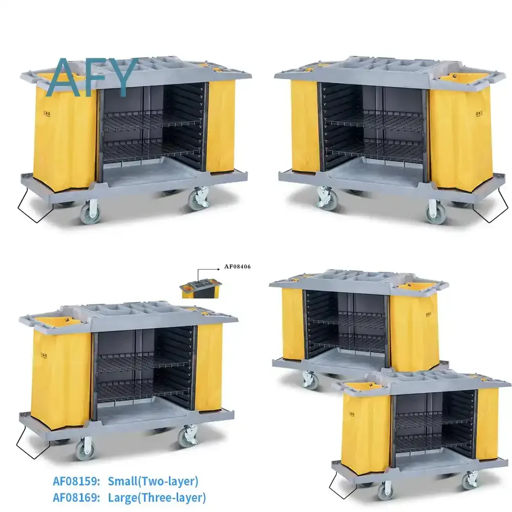 Factory Custom Utility Food Trolley for Hotel Room Housekeeping Service Cart for Hotels Restaurants Dormitories Cafeterias