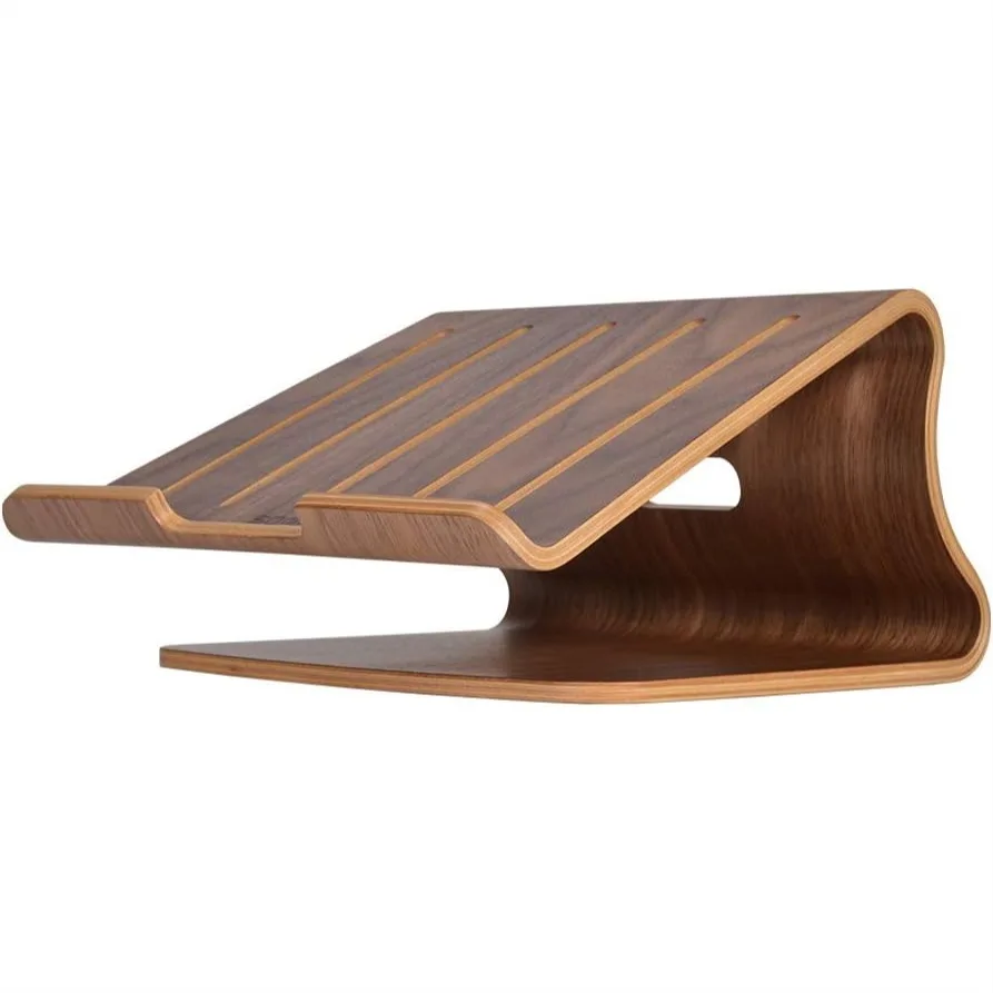 

Wood Laptop Stand for Desk, Ergonomic Holder with Cooling Vents for Heat Dissipation and Cord Management