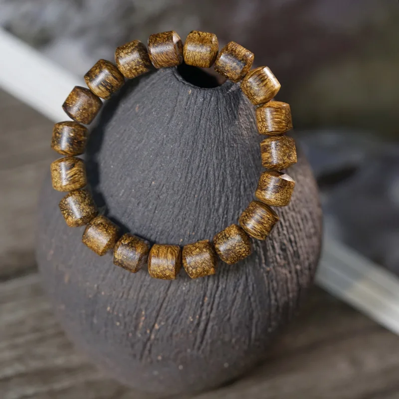 Daranak Tiger Stripe Agarwood Irregular Beads Natural Honey Fragrance Buddhist Rosary Jewelry Collectible Treasure