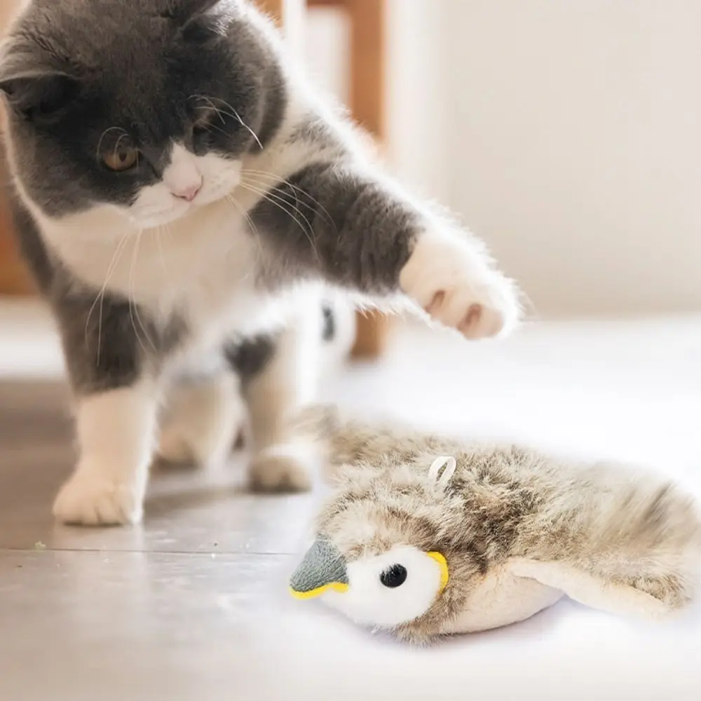 

Electronic Flapping Bird Cat Toy Hangable Vivid Chirping Interactive Cat Touch-Activated USB Pet Simulation Sparrow Toy