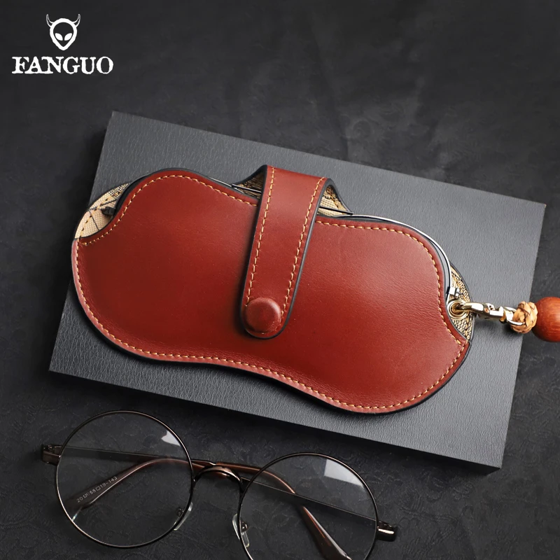 Simple Genuine Leather Eye Glasses Bag Sunglasses Reading Eyeglasses Protective Case Cover Box Pouch Eyewear Accessories Unisex