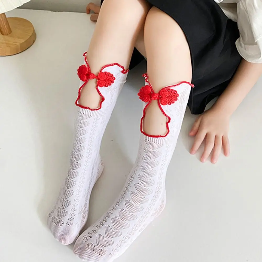 Cute Mesh Kids Lolita Stockings Anicent Hollow Out Children Lace Socks Chinese Style Kids Jk Hosiery Summer