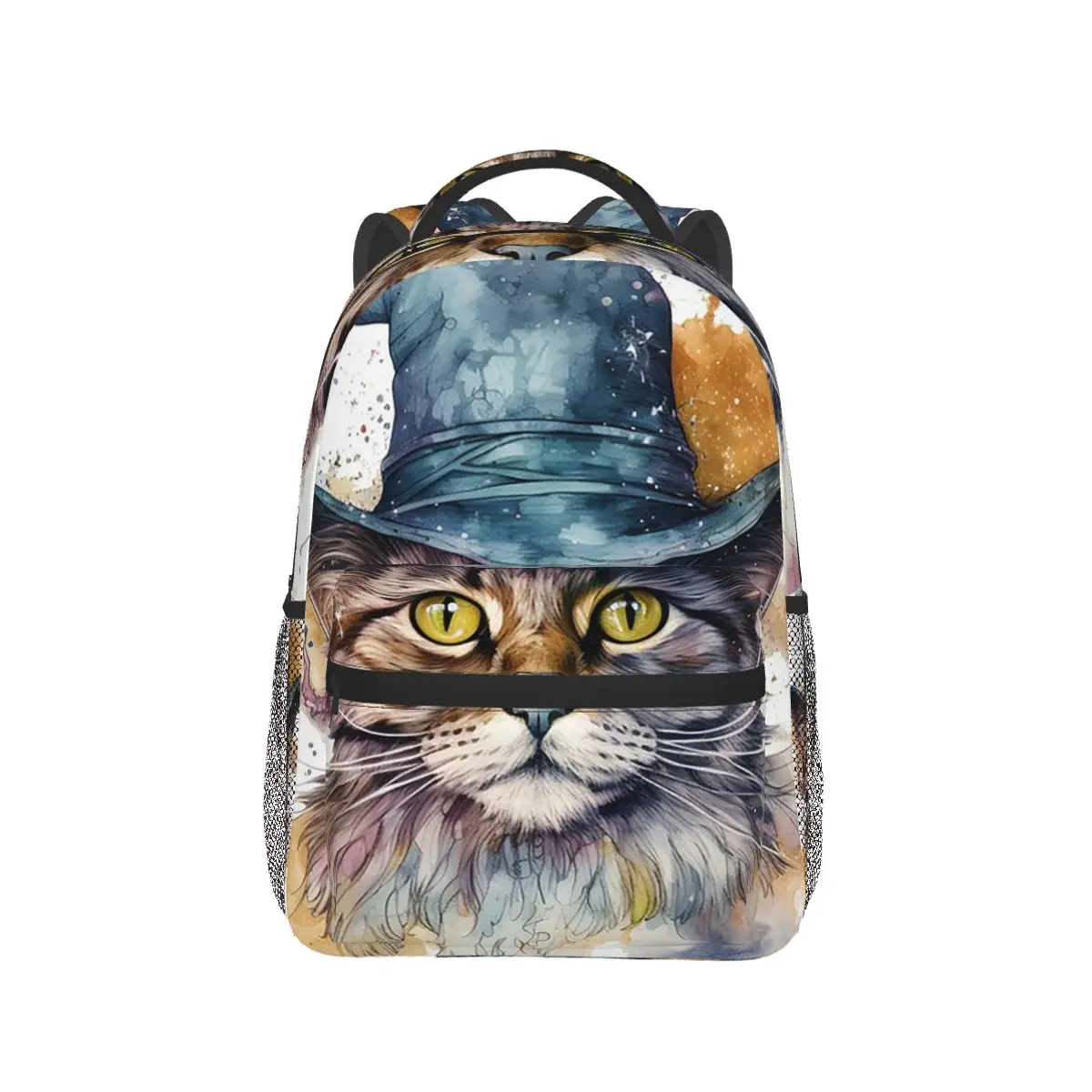 

Halloween Cat Wearing Wizard Hat Backpack Hot Sale Daypack Large Capacity Boys Girls BookBag School Bag Shoulder Bags for Unisex