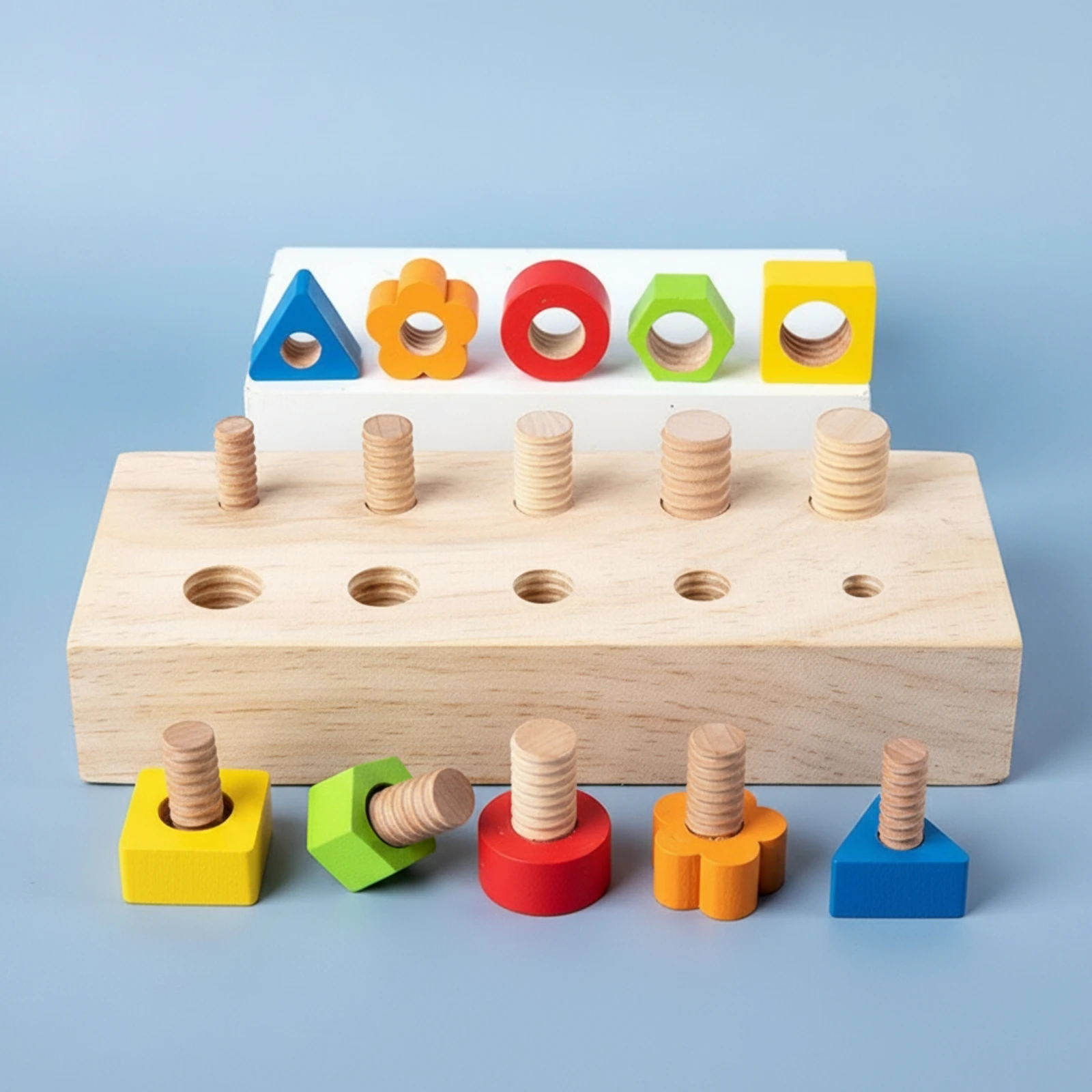 Wooden Screw Shape Matching Toy Educational Geometric Peg Sorting Toy Child-Centered Screencomplimentary for Preschoolers